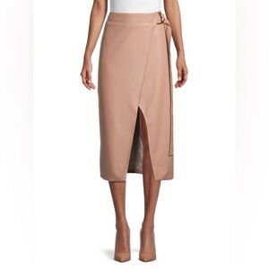 AMUR || Ansley Faux Leather Wrap Skirt Toasted Almond Tan 2